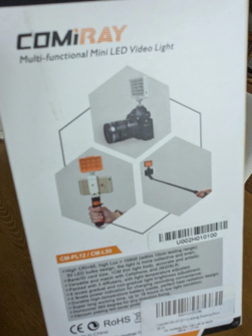 Mini LED Video Light - Black with Orange Accents